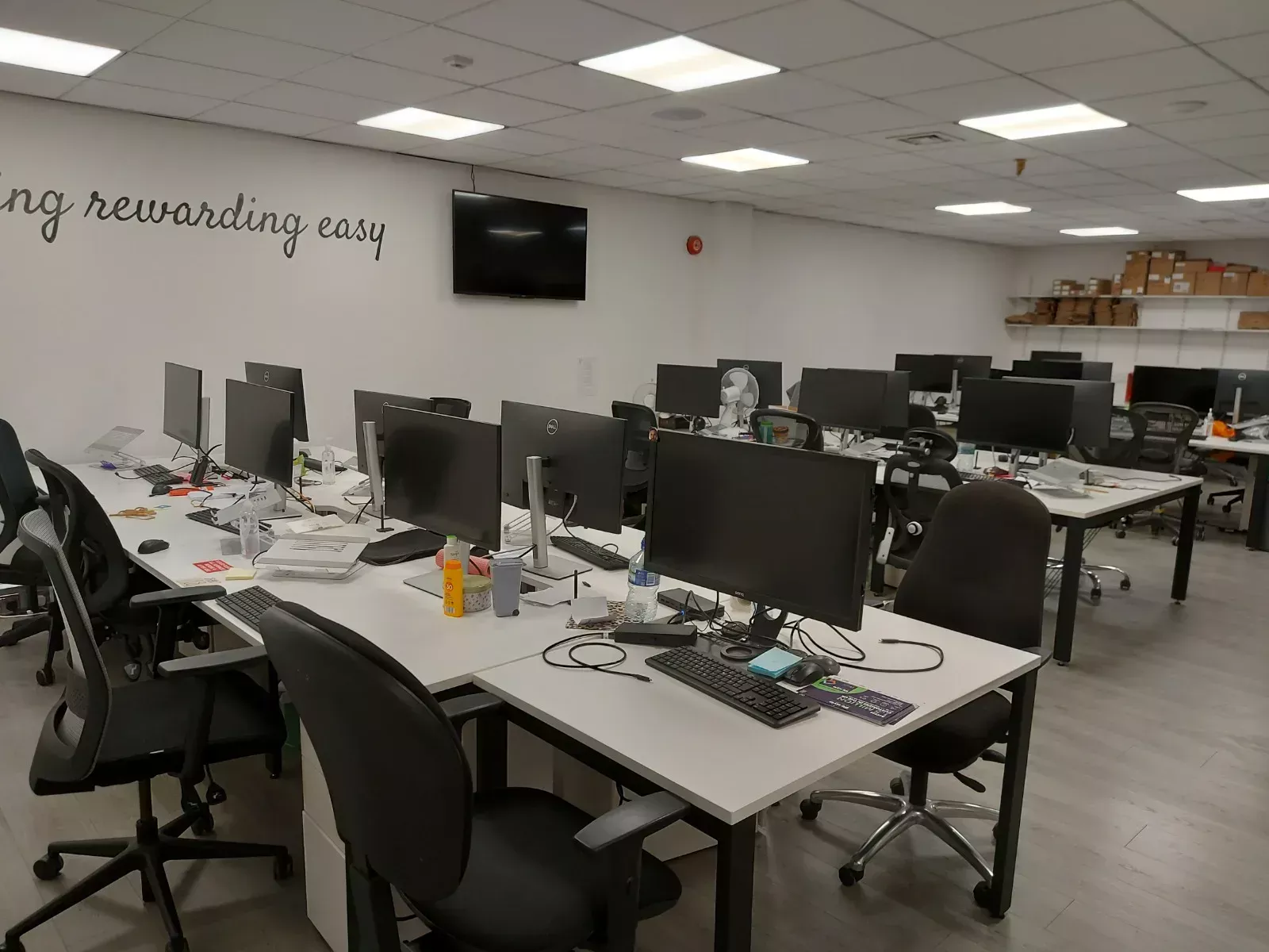 Open-plan office desks cleaned by Blue Haven Cleaning Services